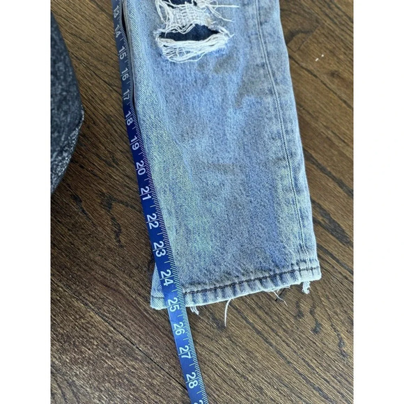 Topshop Women’s Distressed Straight Leg Editor Button Fly Jeans Size 26 L0568 - Picture 12 of 13